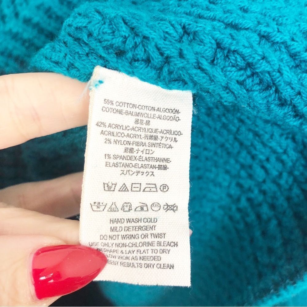 FREE PEOPLE | Park City Chunky Knit Teal Cowl Neck Sweater Women’s Size Medium - Picture 11 of 12